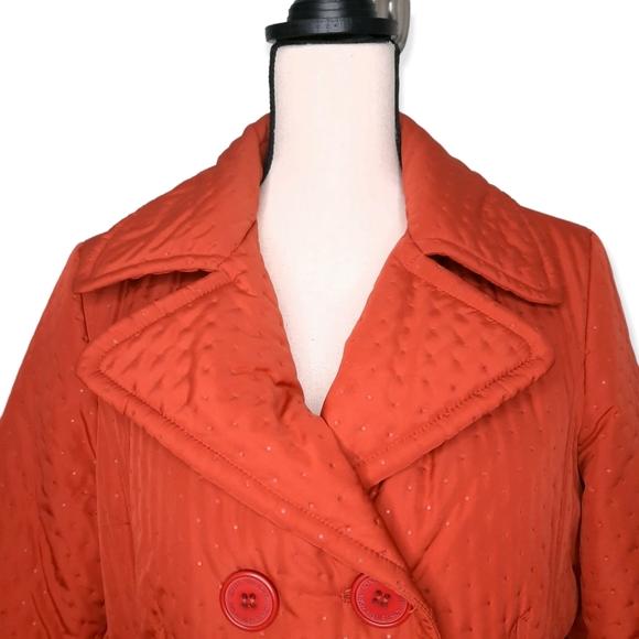 Jones New York Orange Double Breast Coat Medium - Picture 2 of 7